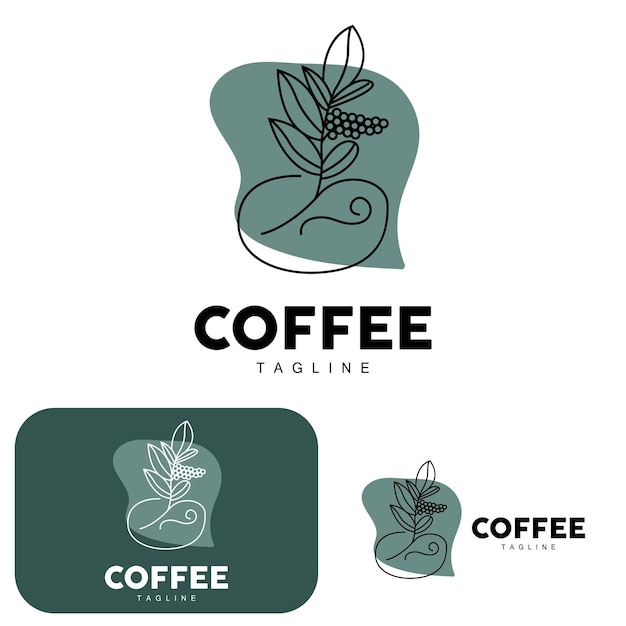 Coffee Logo Coffee Tree Design Cafe Drink Vector Icon Brand Illustration Symbol