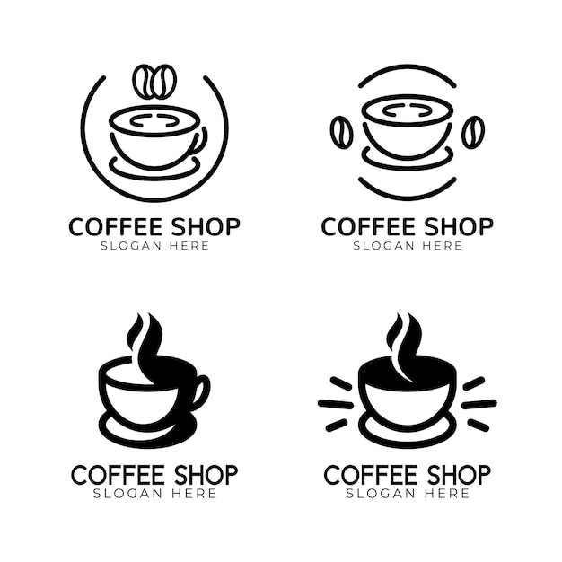 ミニマリストスタイルのコーヒーショップやカフェのコーヒーロゴコレクション