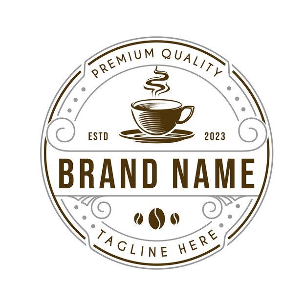 coffee logo design circle shape coffee cup very suitable for coffee business coffee shop label e