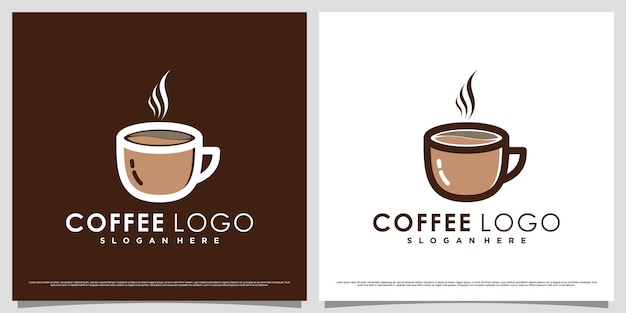 Modello di progettazione del logo del caffè per bar o ristorante con icona della tazza ed elemento creativo