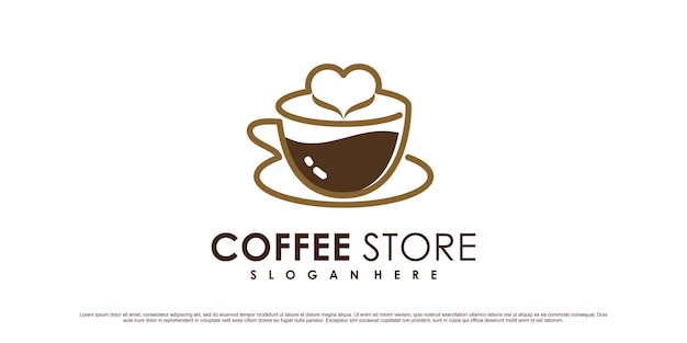 Coffee logo design template for cafe or restaurant with cup icon and creative element