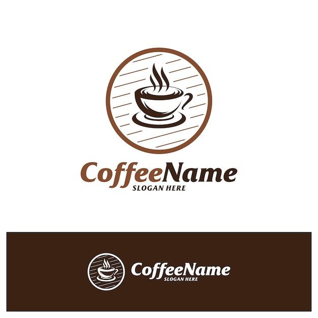 Modello di progettazione del logo del caffè simbolo dell'icona creativa del vettore del concetto del logo del caffè