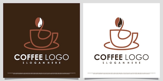 創造的な要素とユニークなコンセプトを持つコーヒーのロゴ デザイン テンプレート