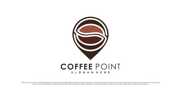 Coffee logo design template with pin point location and creative concept