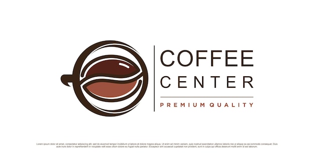 Modello di design del logo del caffè con posizione del punto pin e concetto creativo