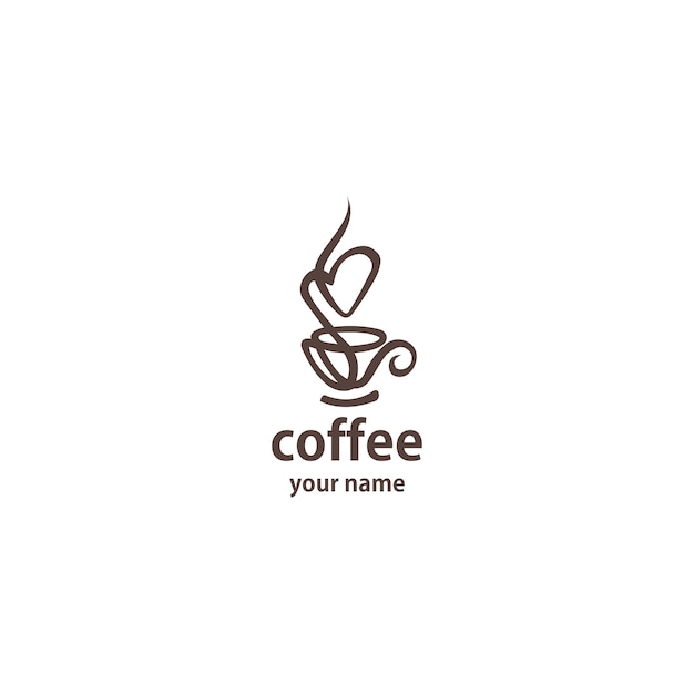 Linea arte del modello di vettore di progettazione di logo del caffè.