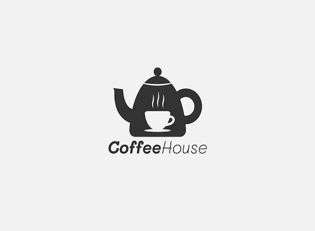 Coffee Logo Design With Coffee Kettle And Cup. Hot Coffee Logo Concept.