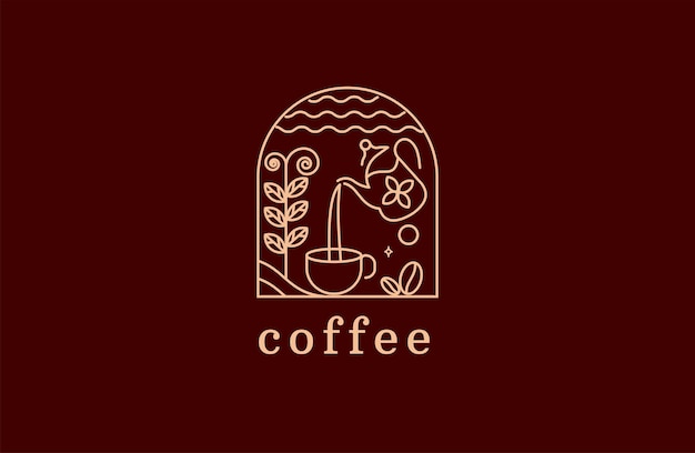 コーヒーのロゴ アイコンのデザイン テンプレートです。高級、プレミアム ベクトル