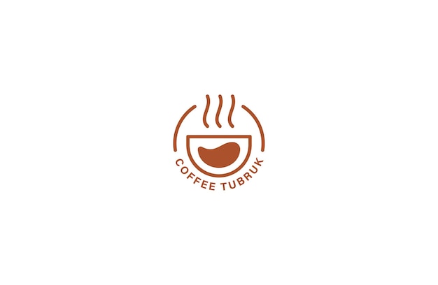 コーヒーのロゴ ライン スタイルの高級ゴールデン カラー フラット ベクトル テンプレート