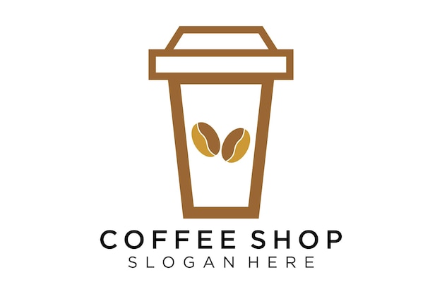 コーヒーのロゴ、ミニマリストのカップ コーヒーのロゴのコンセプト、カフェ、レストランに適しています。イラストのベクトルのロゴ