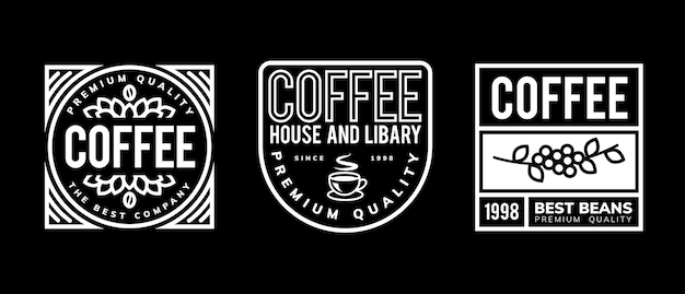 黒と白のコーヒーのロゴのテンプレートデザイン