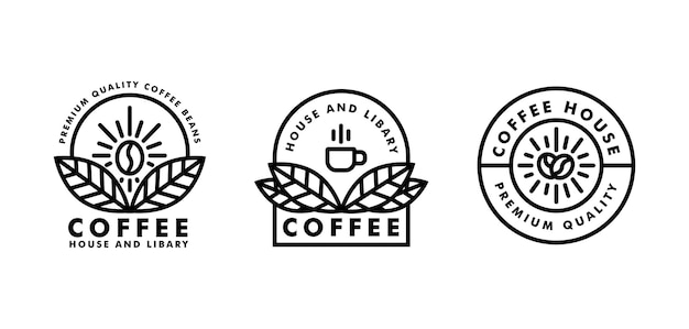 кофейный логотип с дизайном в стиле линии