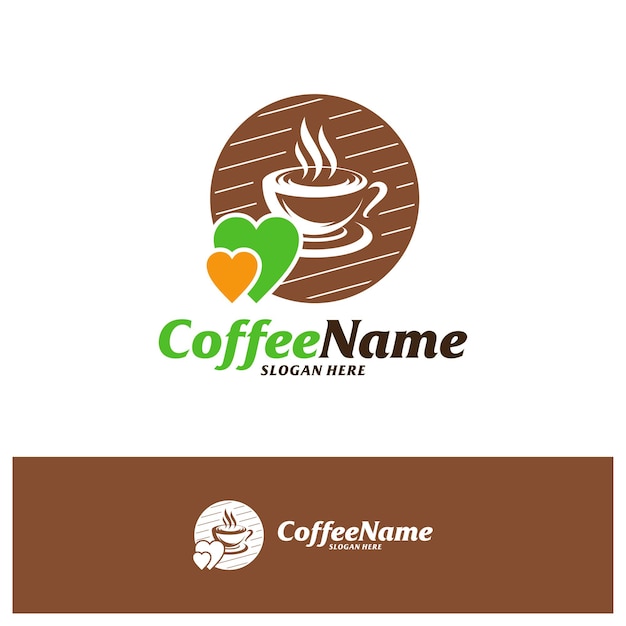 Шаблон дизайна логотипа Coffee Love Кофейный логотип вектор концепции Creative Icon Symbol