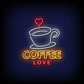 Caffè amore insegne al neon stile testo vettore