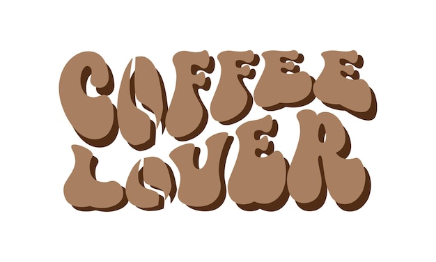 コーヒー愛好家は、白い背景にレトロな波状のタイポグラフィ昇華 svg デザインを引用します。