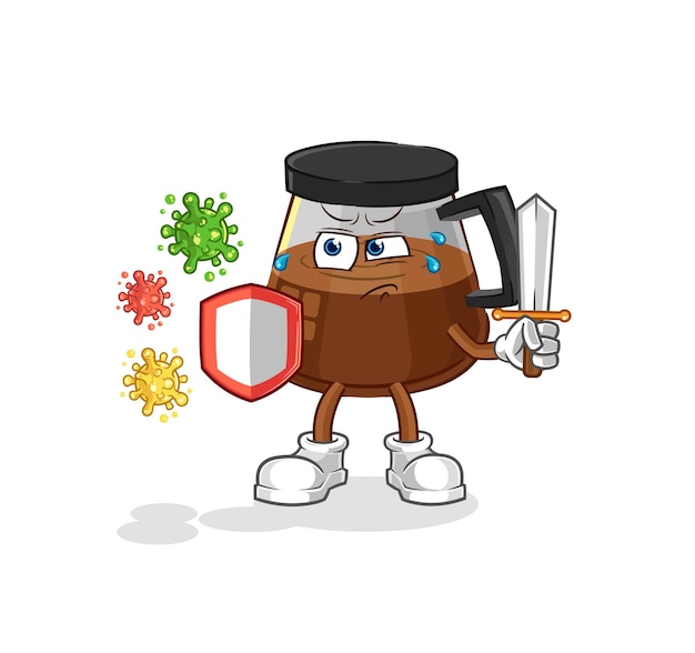 Coffee machine against viruses cartoon cartoon mascot vector