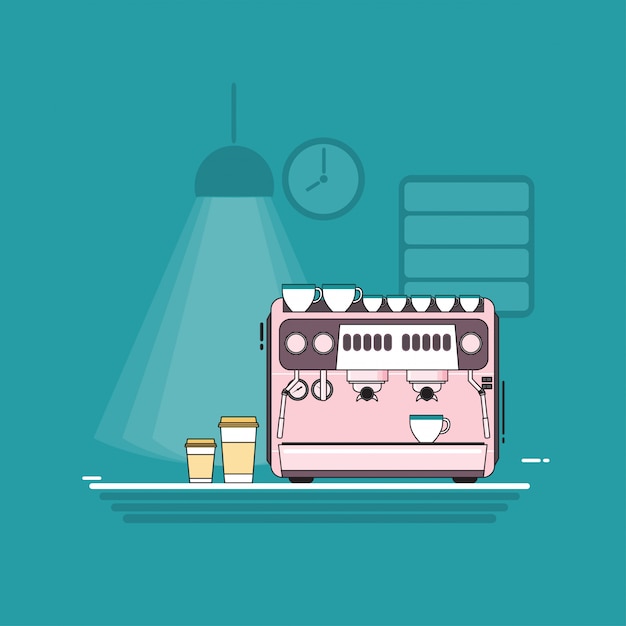 Coffee machine flat vector design.