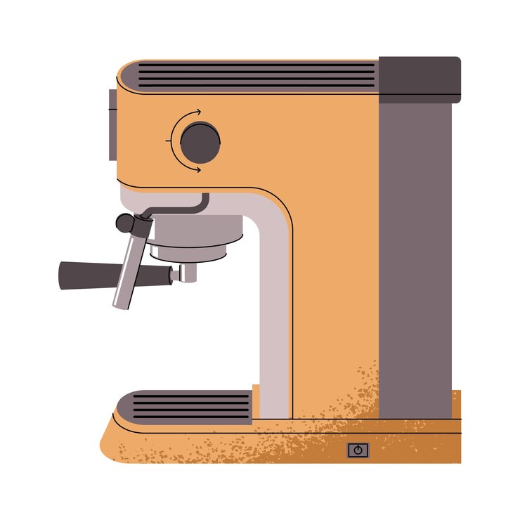 Vector coffee machine for home coffee shop cafe modern kitchen accessories for making hot drinks in cafe device for making drinks flat vector illustration isolated on white background