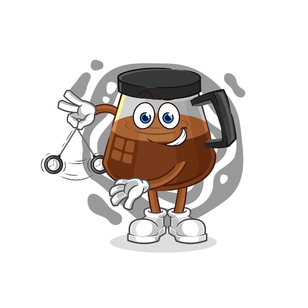 Coffee machine hypnotizing cartoon cartoon mascot vector