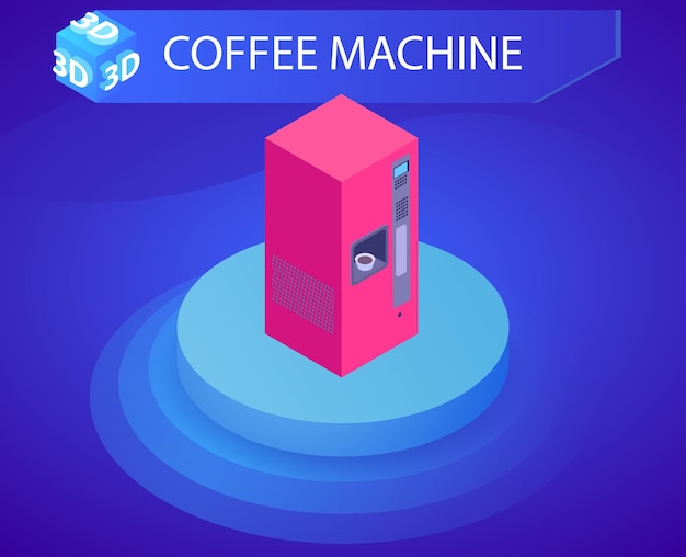 커피 머신 아이소메트릭 디자인 아이콘 벡터 웹 일러스트 레이 션 3d 다채로운 개념