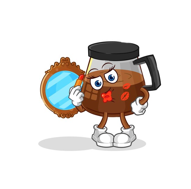 Coffee machine make up mascot cartoon vector