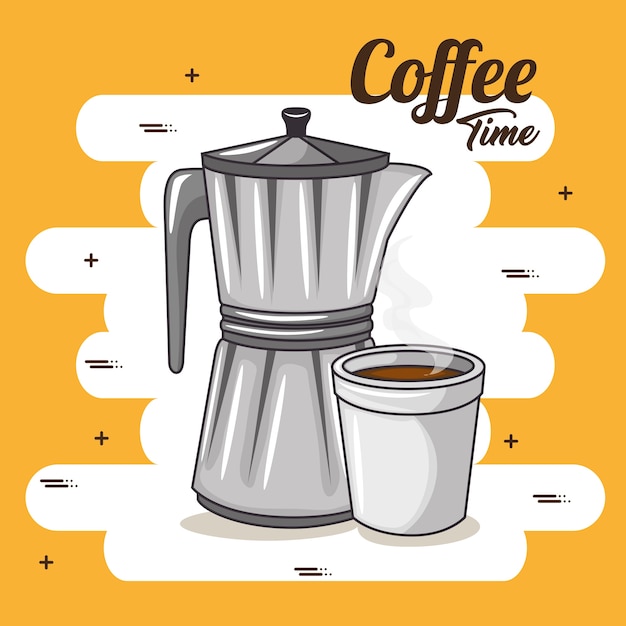 Coffee maker and cup of coffee design