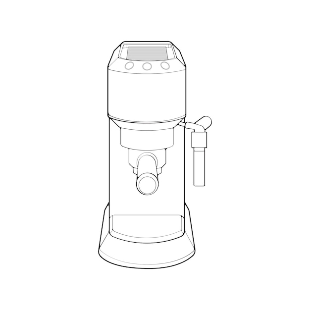 Coffee maker outline drawing vector Coffee maker drawn in a sketch style black line Coffee maker practice template outline vector Illustration