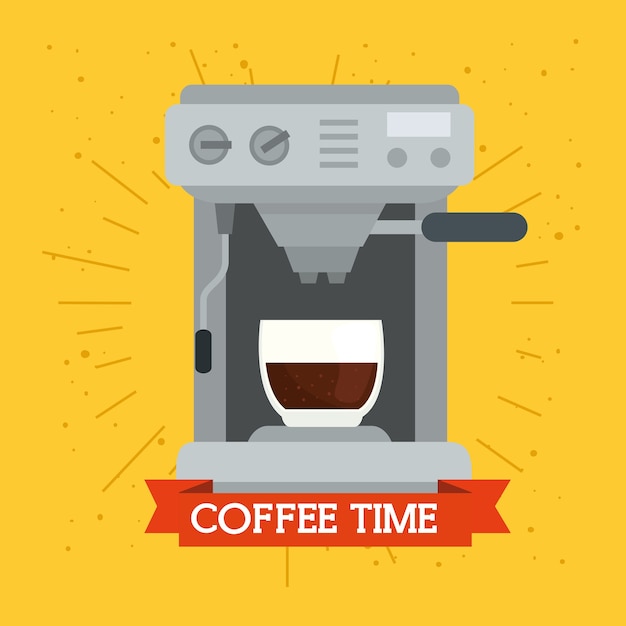 Coffee maker on yellow background  design