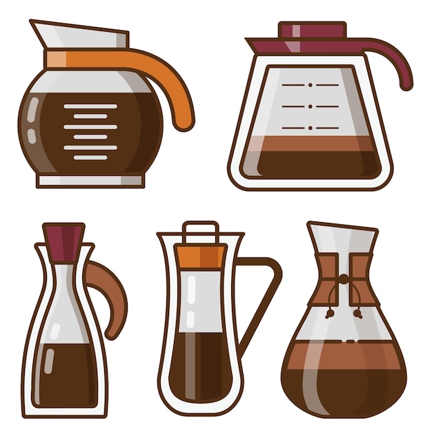 Coffee Makers Pots and Kettle Line Icons