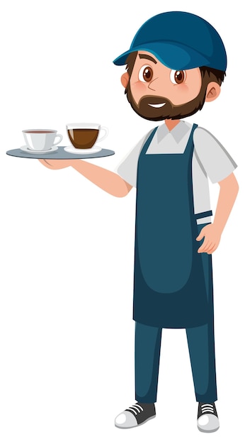 A coffee man cartoon character on white background