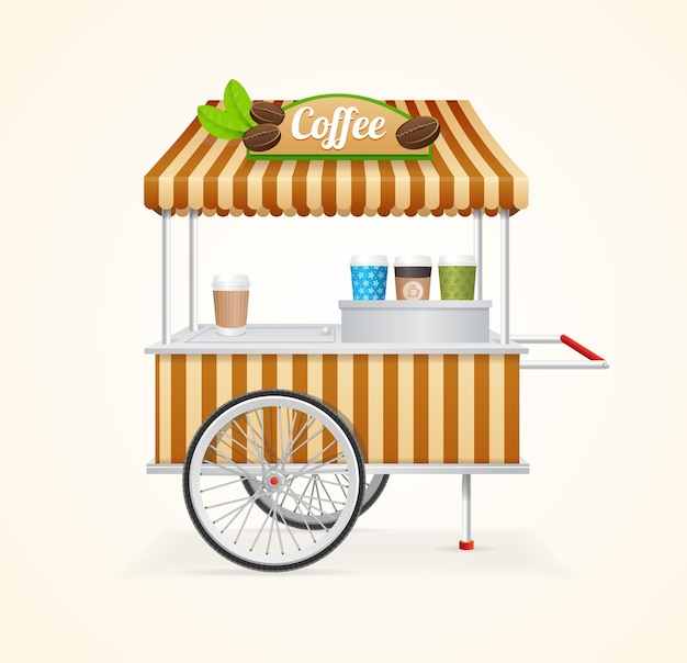 Vector coffee market cart take coffee with you vector illustration