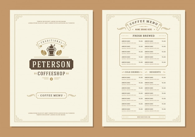 Coffee menu design brochure template.