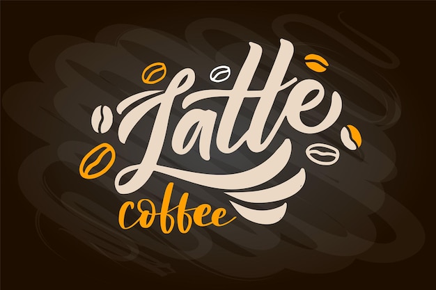 Vettore menu del caffè lettering latte calligrafia moderna caffè cappuccino espresso e macchiato o moka