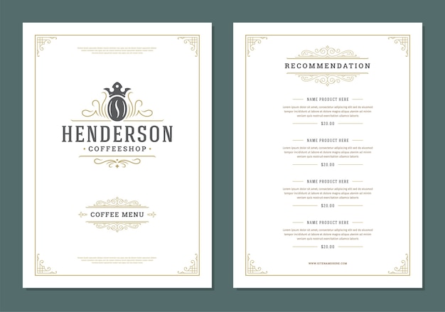 Coffee menu template design flyer for bar or cafe