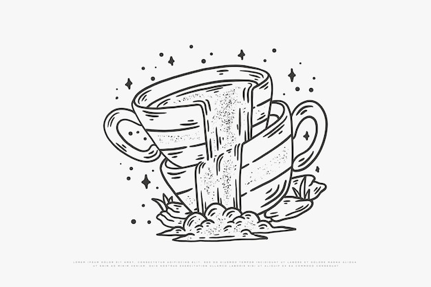Vector coffee monoline illustration
