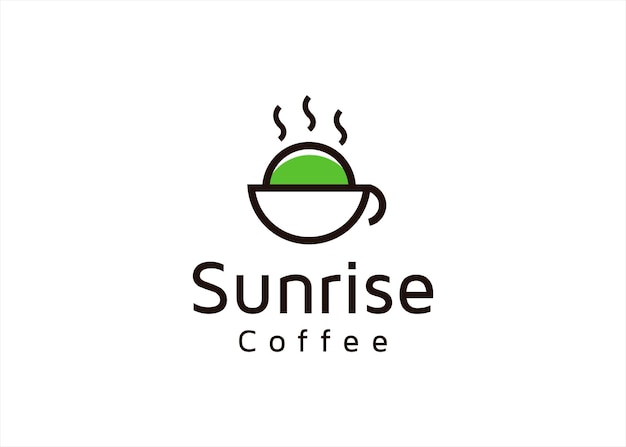 コーヒー モーニング ティー ブレックファスト ロゴ デザイン シンボル