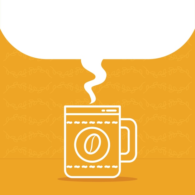 Coffee mug illustration with speech bubble