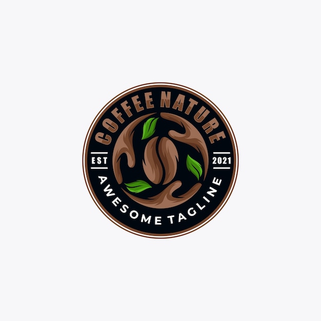 Vettore colore piatto di vettore di progettazione di logo della natura del caffè