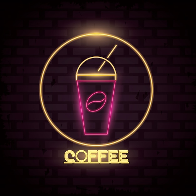 Coffee neon lights icon 