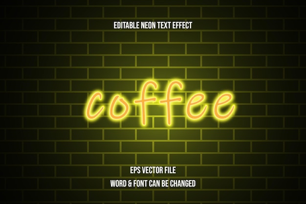 Coffee neon text effect design