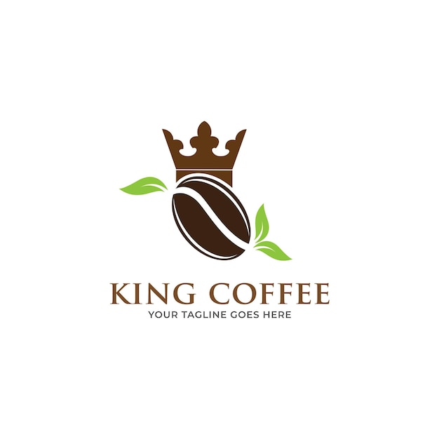 Coffee of king premium-logo met logo-sjabloon in platte stijl