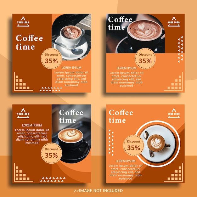 Modello di post sui social media del menu del pacchetto caffè