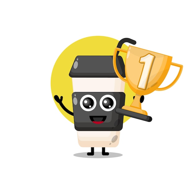 Coffee packaging cup trophy cute character mascot