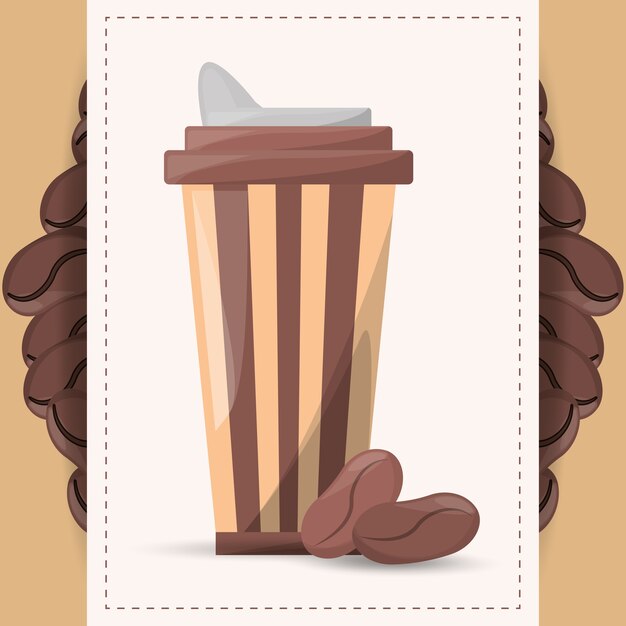 Vector coffee paper cup beans design