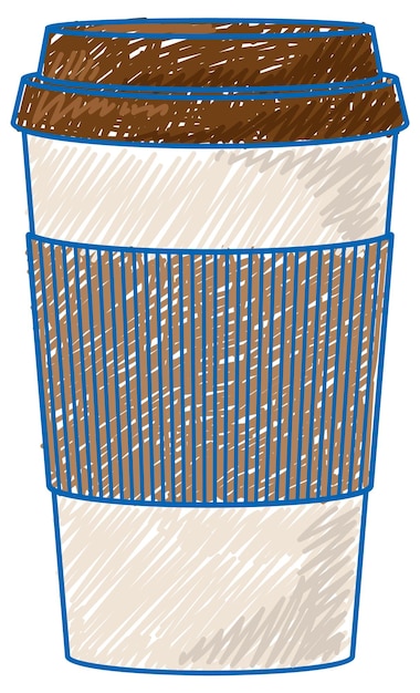 紙コップのコーヒー 鉛筆色 こどもらくがき風