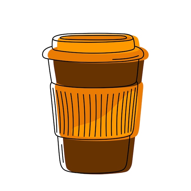 Coffee paper cup to take away in cartoon style