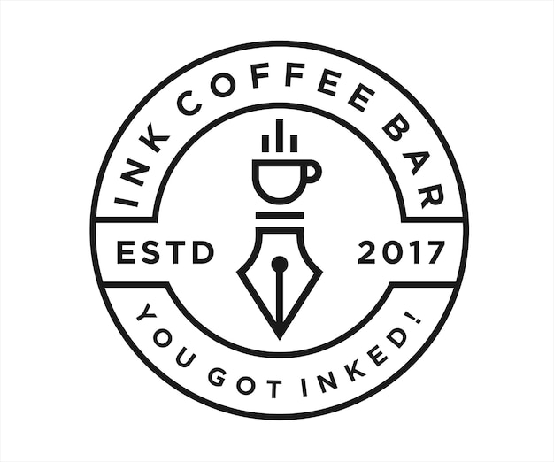 coffee pen logo design vector illustration