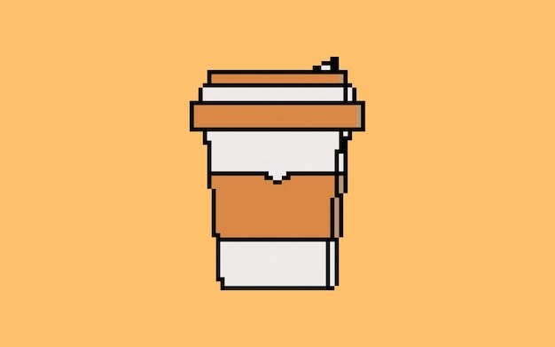 Vector coffee pixel style illustration vector 8bit concept colorful drink idea flat vector design