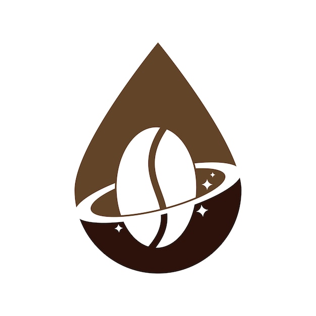 Coffee planet drop shape concept logo vector design
