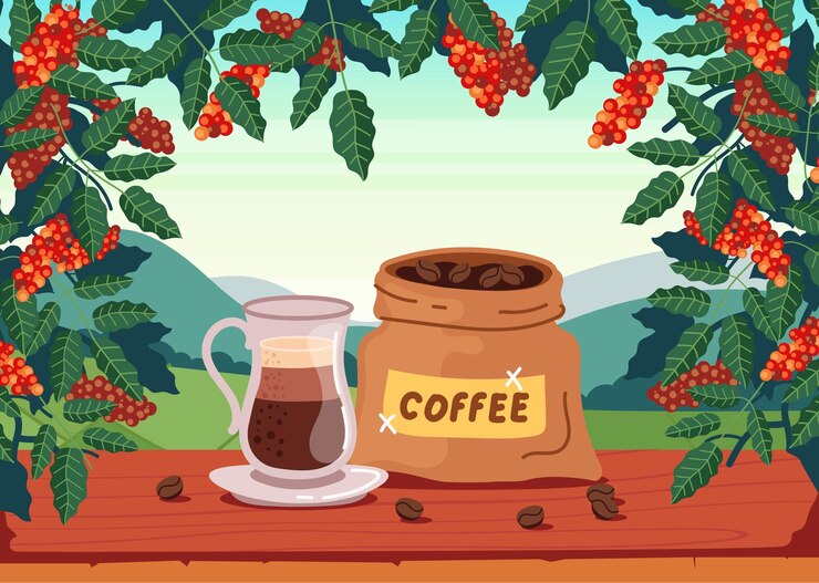Vector coffee plant plantation products tree abstract design element concept illustration